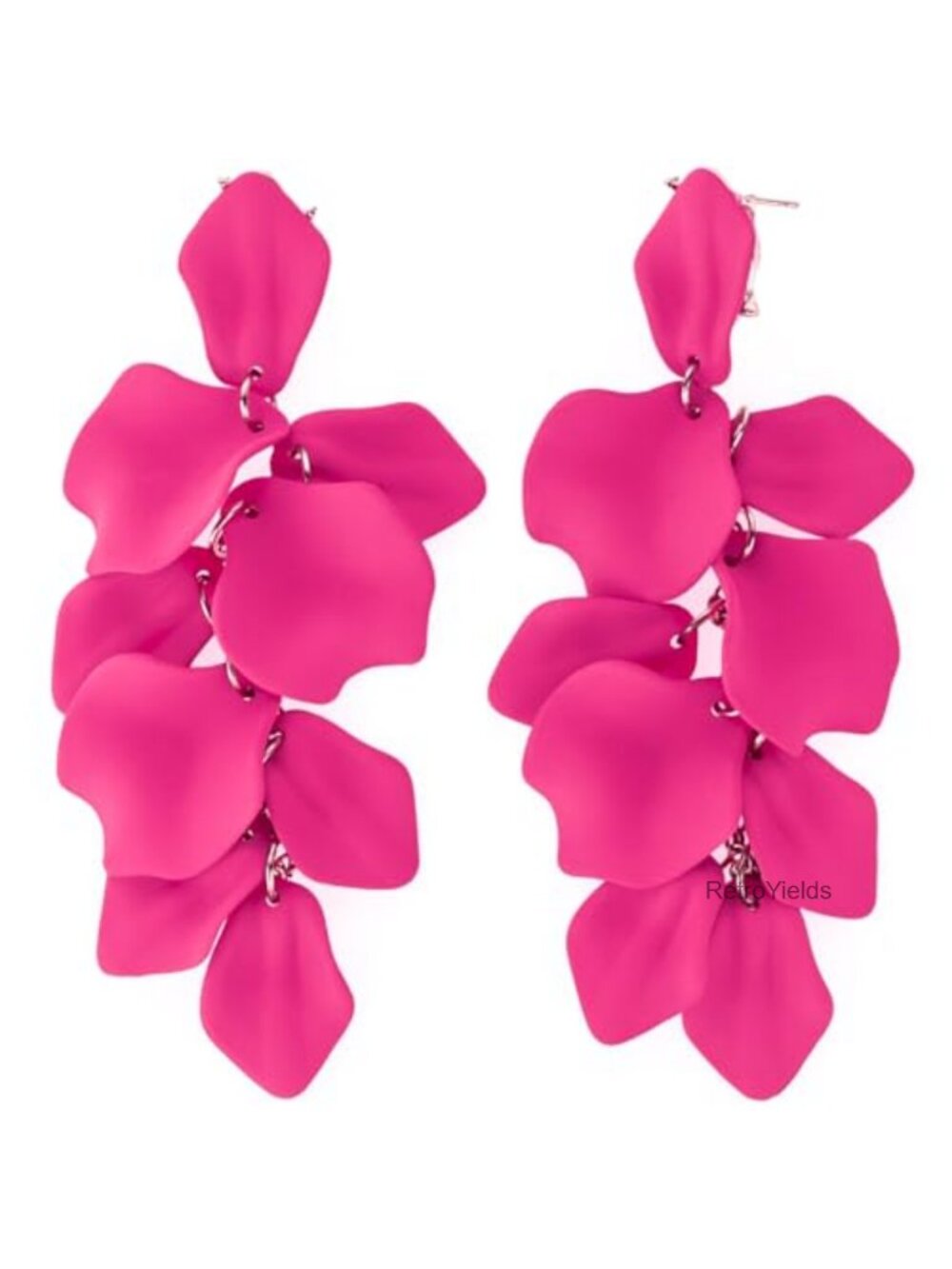 Bohemian Tassel Dangle Earrings Acrylic Rose Petal Drop Earrings Sterling